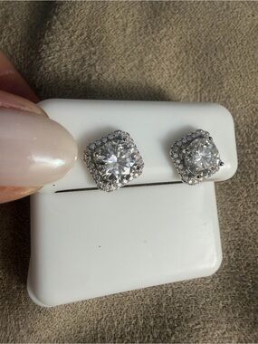 Classic Moissanite Halo Stud Earrings